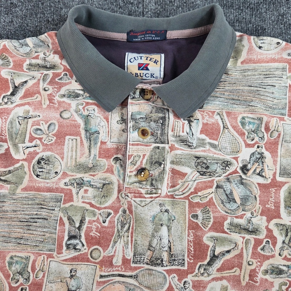 Cutter & Buck Men's Large Multi Sport Golf Polo Shirt Golf Tennis Boxing GTE